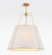 Online Designer Bathroom Conical 30" Pendant, Aged Brass with White Shade, 47-3/4" Overall Length