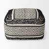 Garima   Black/White Wool and Cotton Patterned Pouf, Ottoman by Mercana, 22" length x 22" width x 14" height thumbnail 4