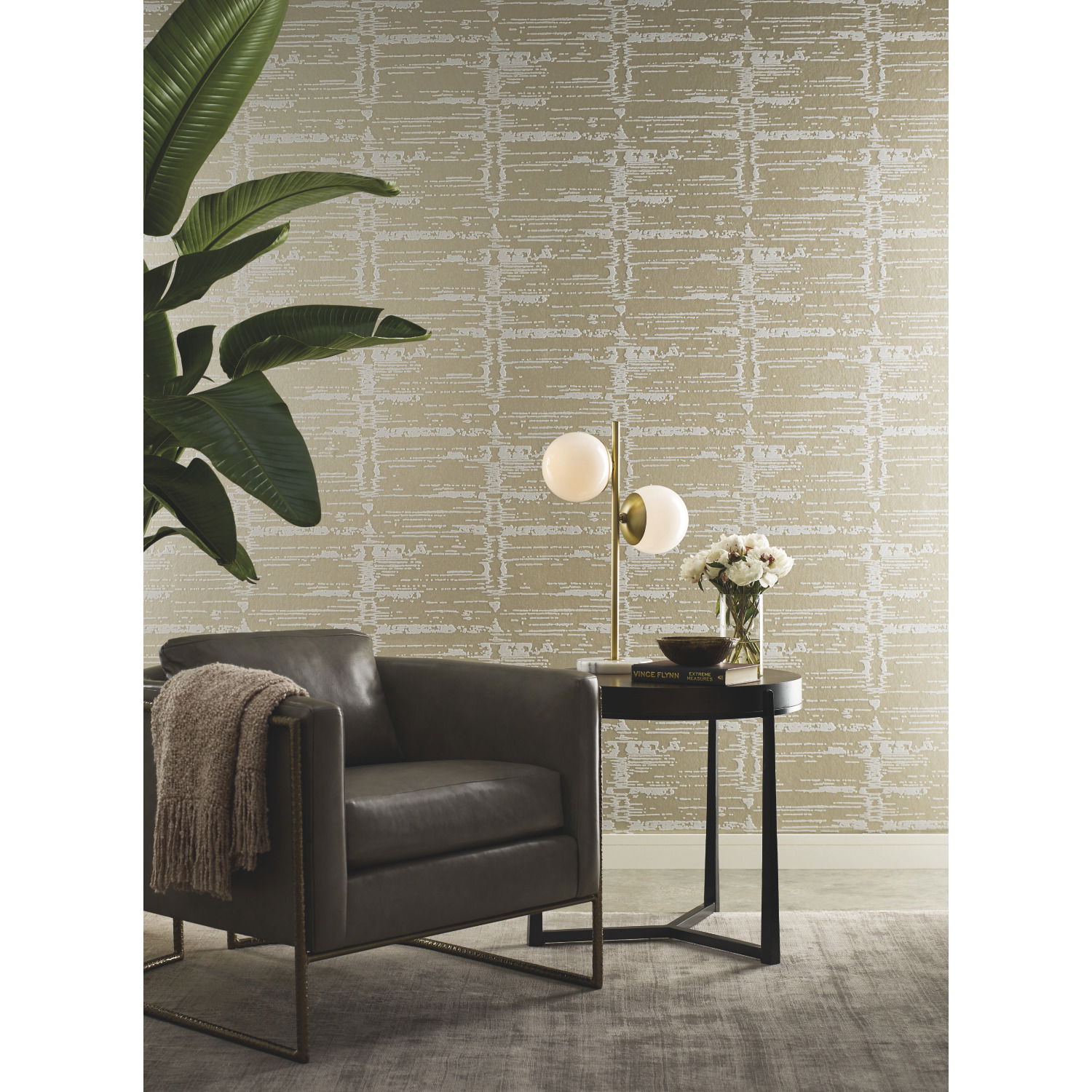 Velveteen Gold & Neutral Wallpaper, by York Wall, 33' length x 2'3" width x 0.02" depth View 3
