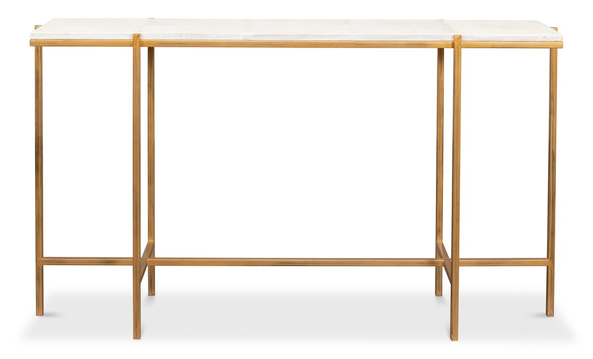 Shagreen Console Table  Osprey White, by Sarreid, 1'2" length x 5' width x 2'10" height View 2