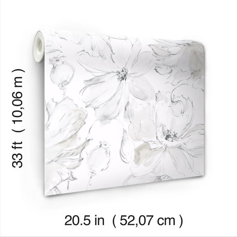 Floral Dreams Grey Wallpaper