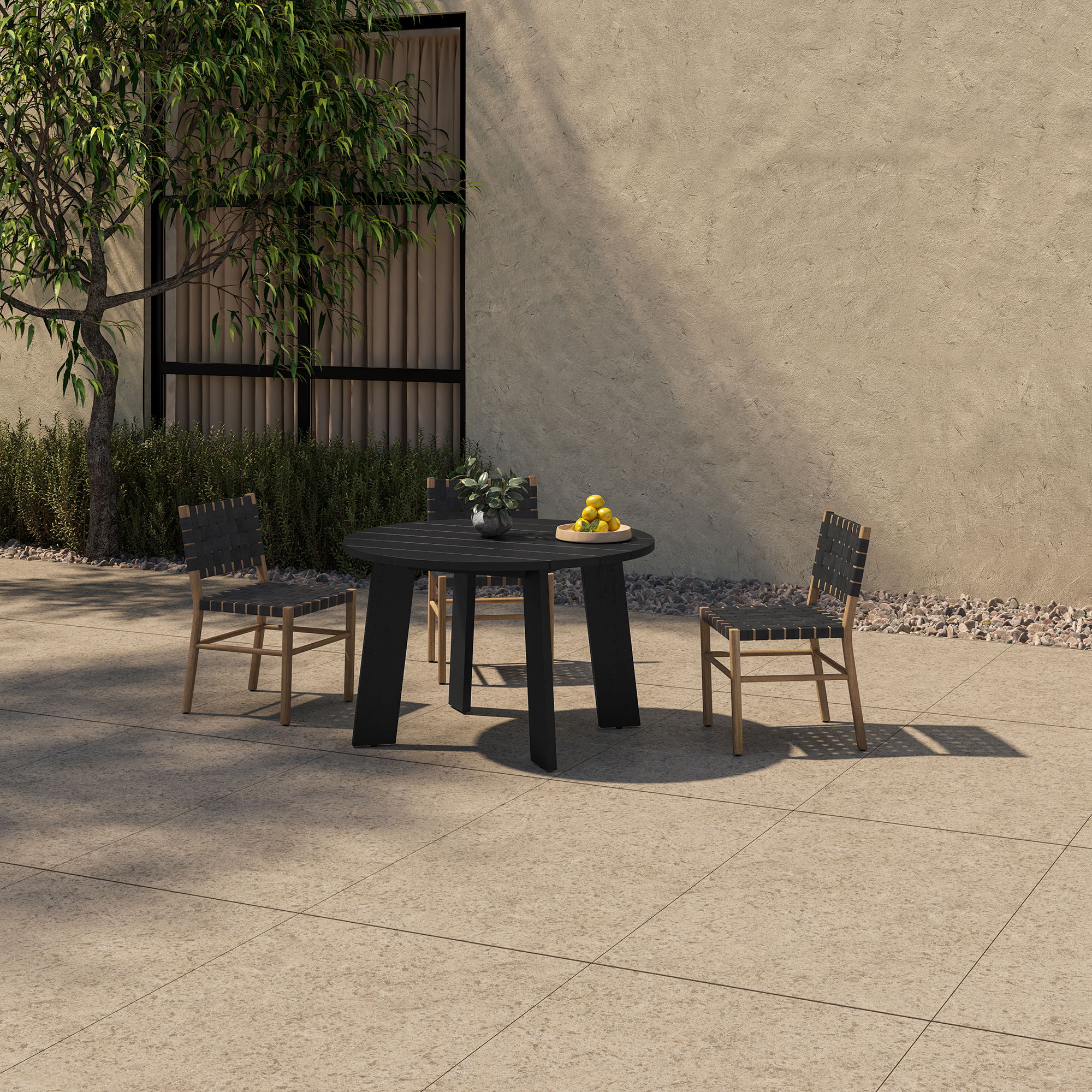 Delta Round Outdoor Dining Table Black large image 