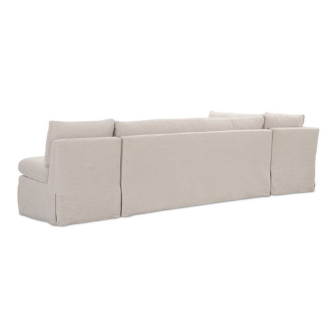 Fable Slipcover Dining Banquette L-shape Beige 125.5in