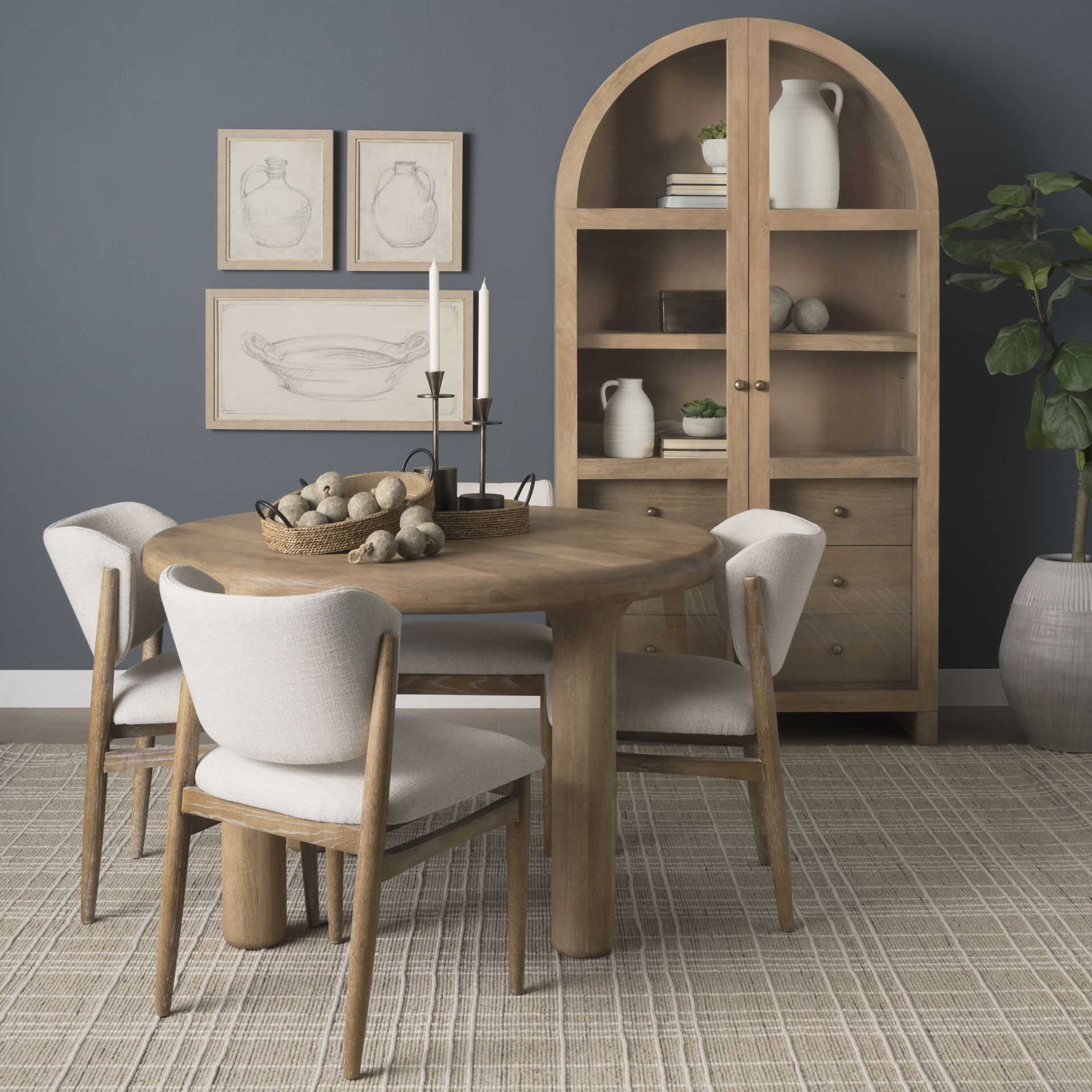 Soma 48' Light Brown Acacia Wood Round Dining Table large image 