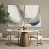 Allyson 42' Round Pedestal Dining Table | Banswara White Marble & Brown Wood | Seats 4, by Mercana, 42" length x 42" width x 30" height thumbnail 2