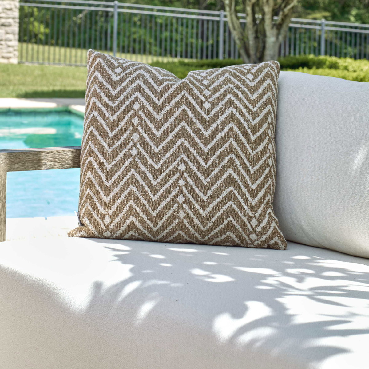 Argo Toffee Outdoor Pillow, Outdoor Pillows & Cushion by Uttermost, 1'8" width x 1'8" height x 8" depth View 2