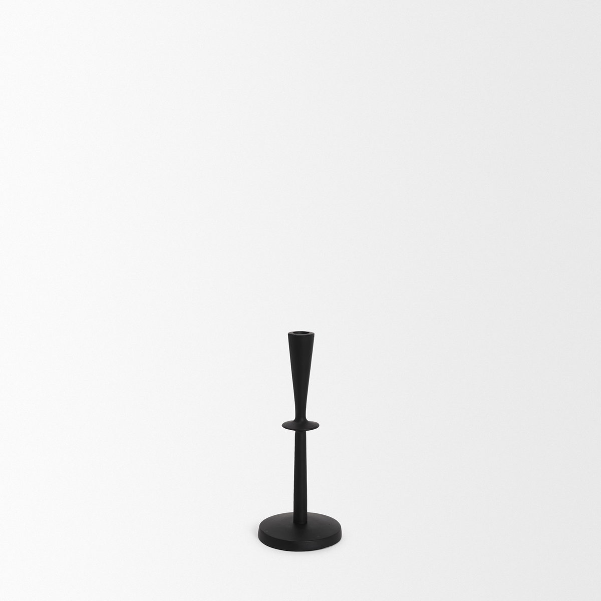 Qwin Matte Black Cast Aluminum Short Candle Holder, Candles & Candle Holder by Mercana, 4.33" length x 4.33" width x 11.02" height View 4