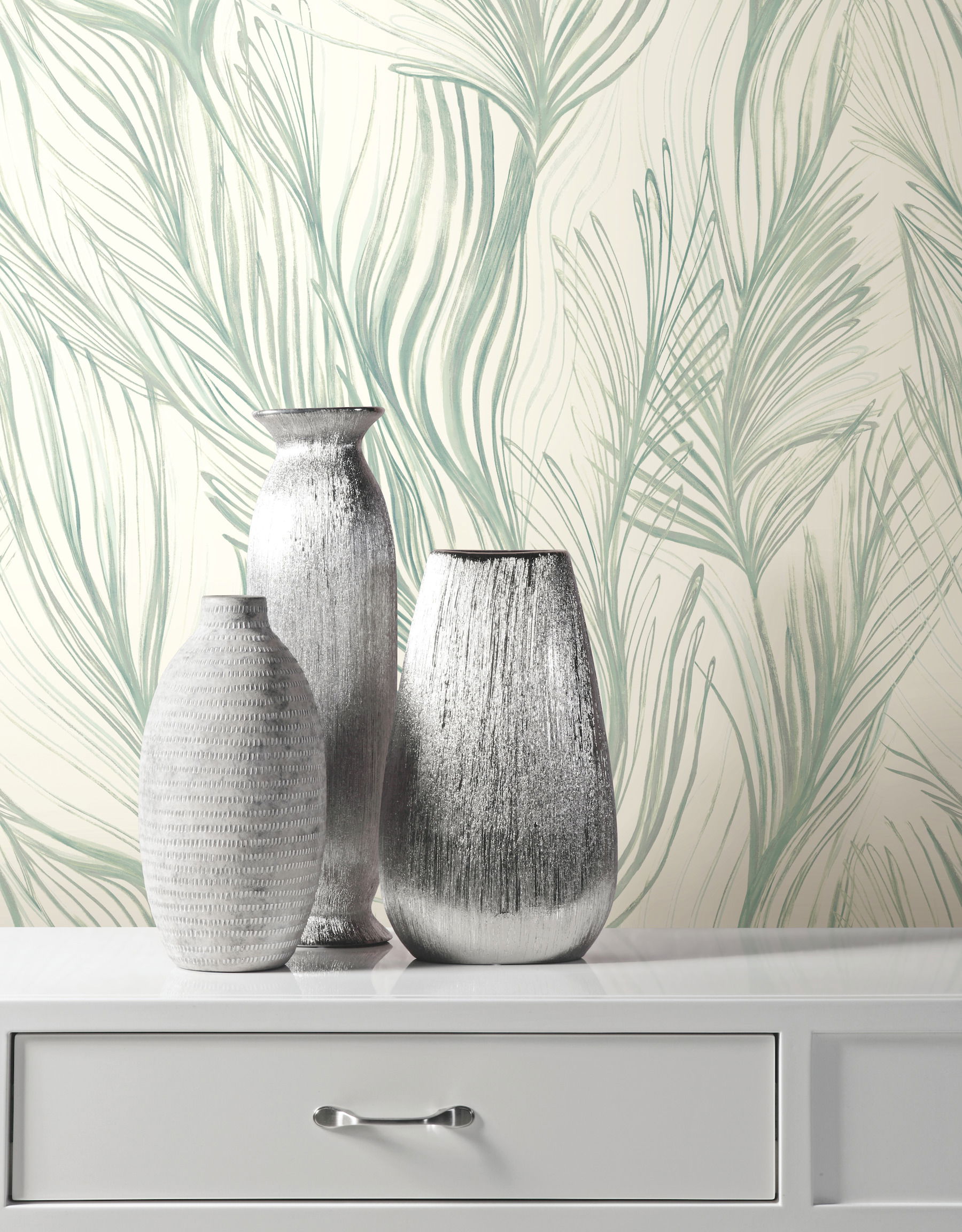 Peaceful Plume Light Blue Wallpaper, by York Wall, 27' length x 2'3" width x 0.02" depth View 4