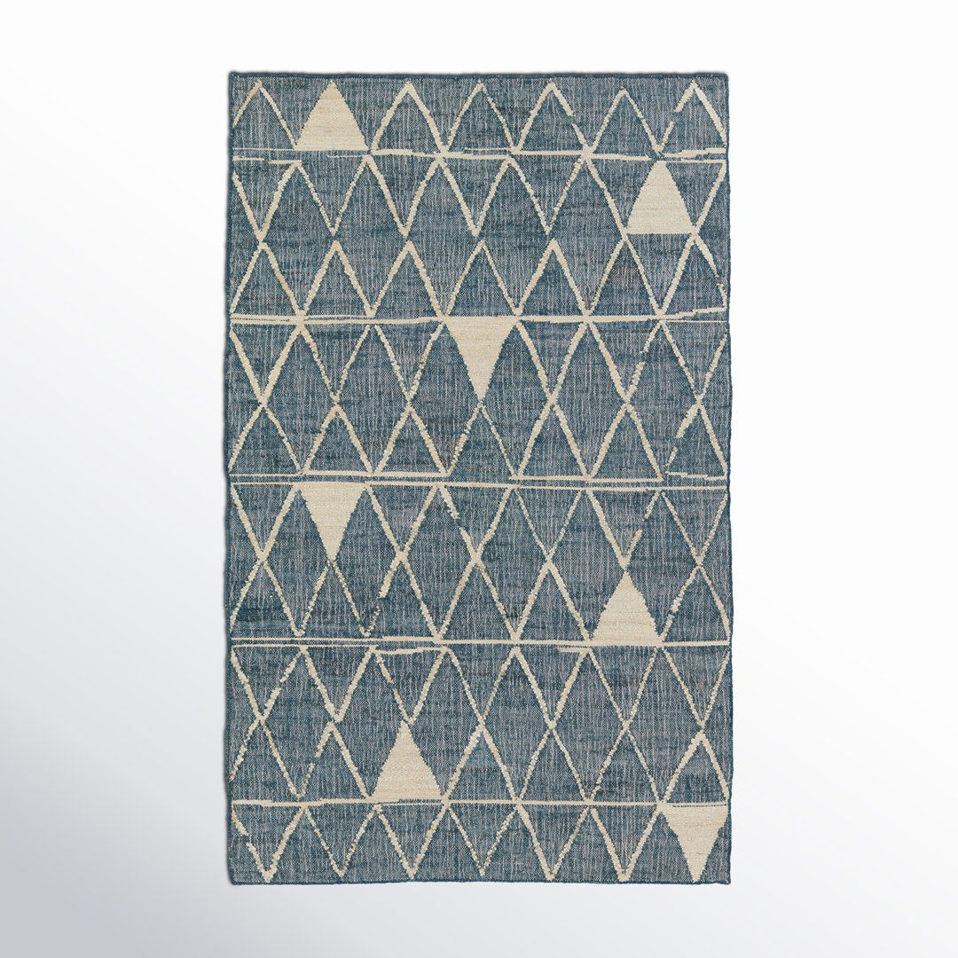 Handwoven Jute/Cotton Area Rug in Navy/Beige large image 