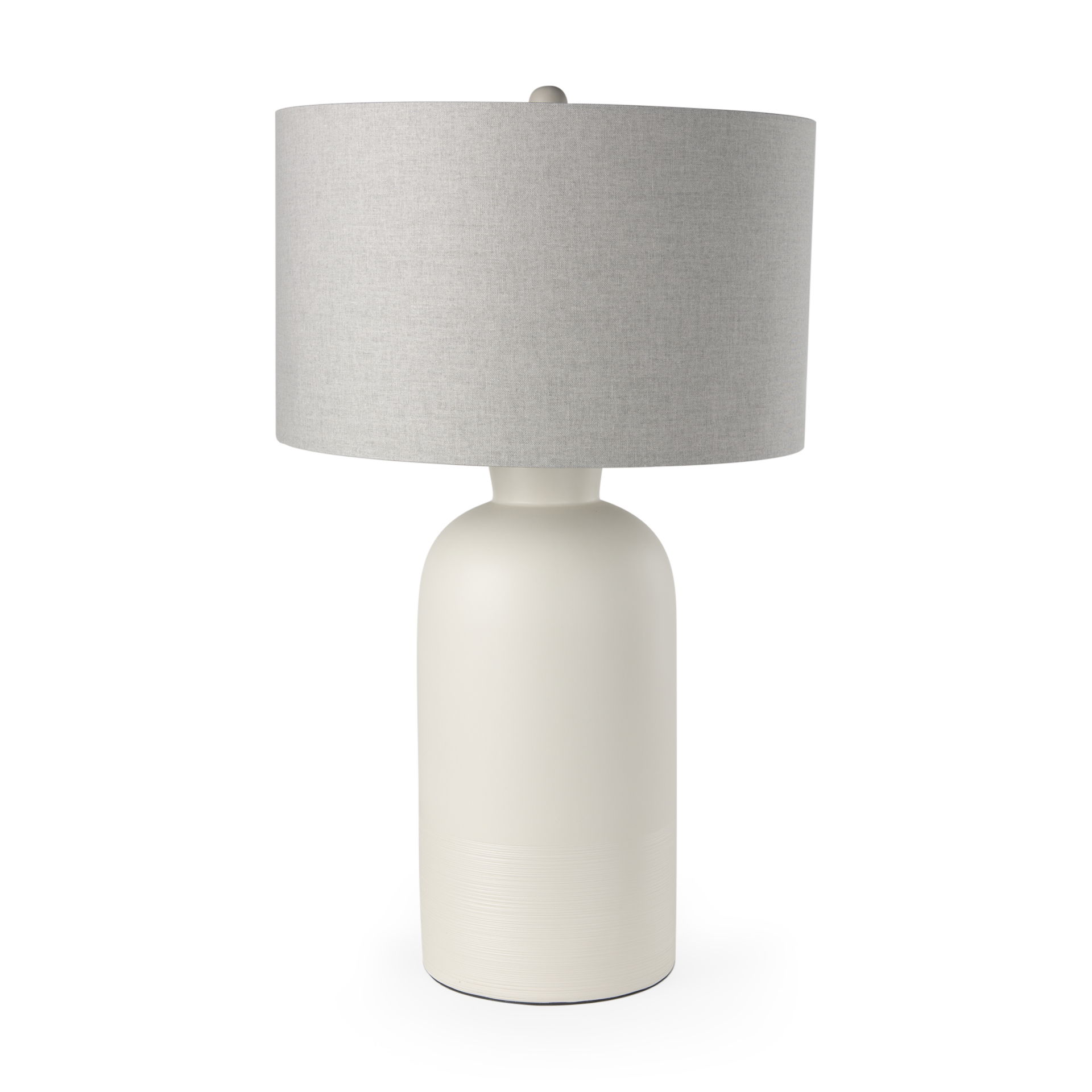 Cato 20.0L x 20.0W x 33.5H Cream Base with White Shade Table Lamp, by Mercana, 18" length x 18" width x 32.8" height View 1