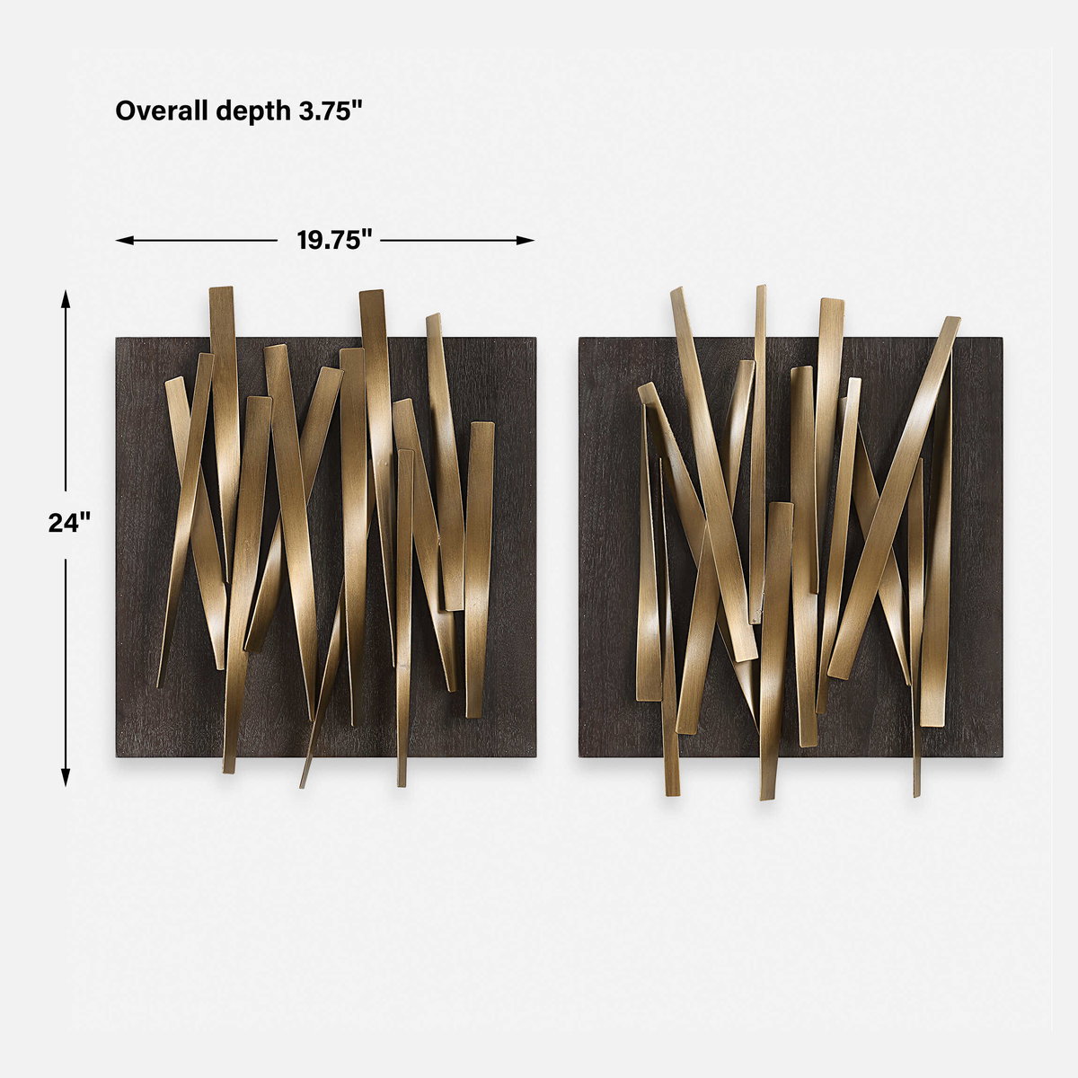 Crosshatch Metal Wall Decor Set/2, Art by Uttermost, 19.75" width x 24" height x 3.75" depth View 3