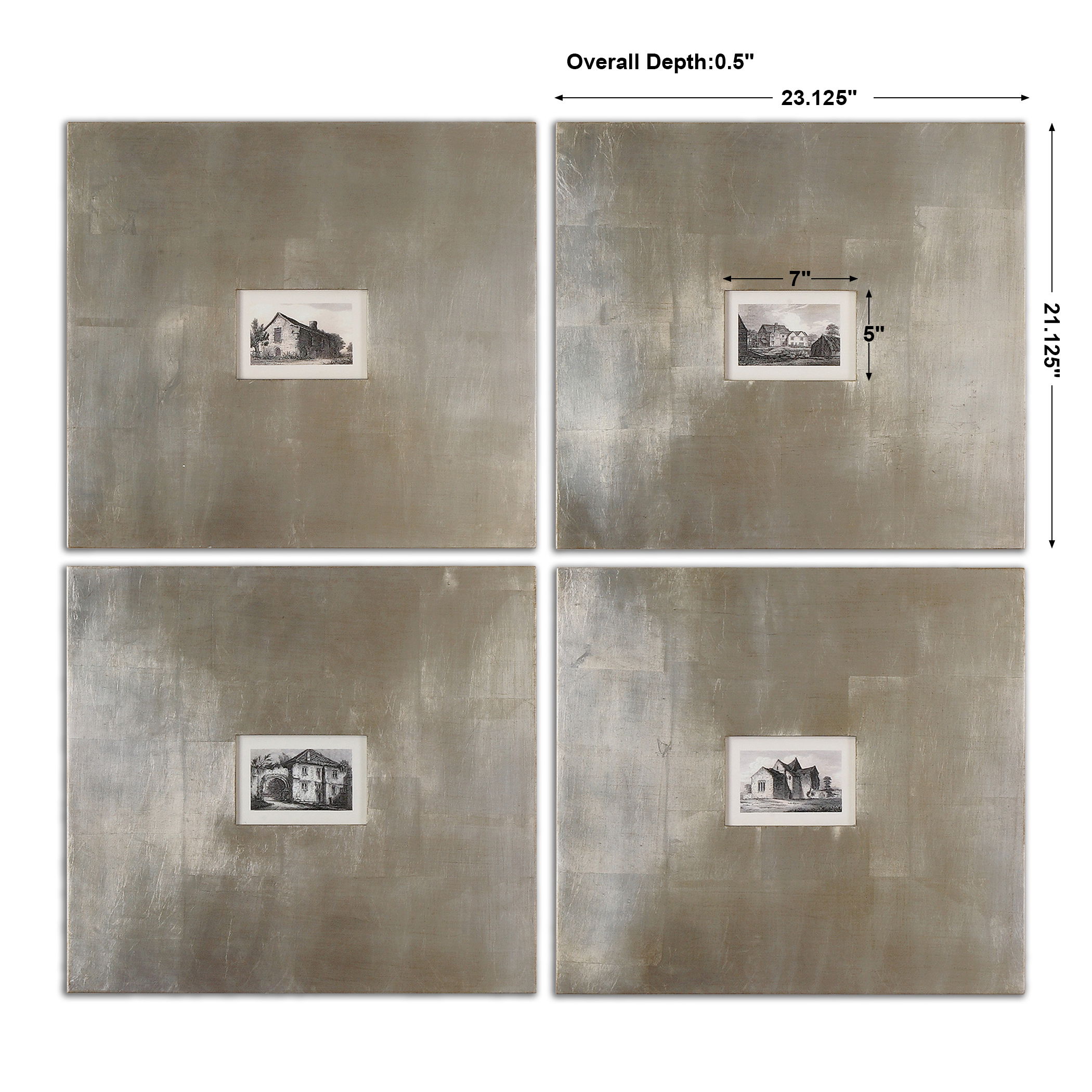 Historical Buildings Framed Art Set/4, Painting by Uttermost, 23.12" width x 21.12" height x 0.5" depth View 3