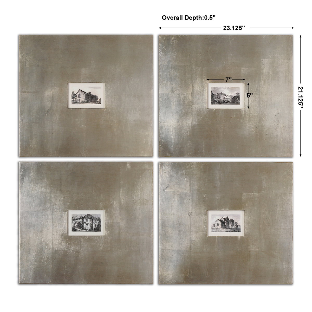 Historical Buildings Framed Art Set/4, Painting by Uttermost, 23.12" width x 21.12" height x 0.5" depth View 3