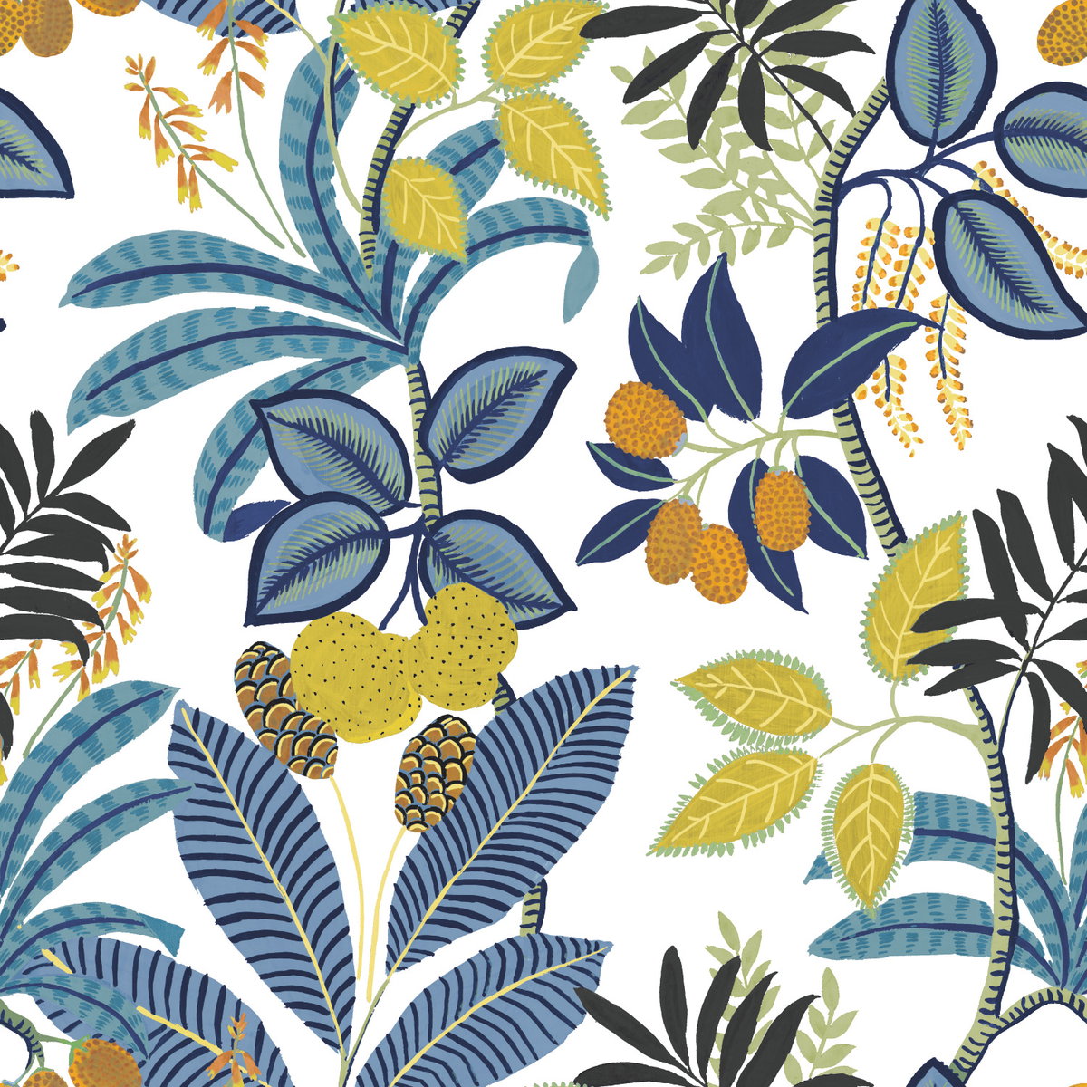 Funky Jungle Blue Peel & Stick Wallpaper, by York Wall, 18'10.8" length x 1'6" width x 0.02" depth
