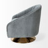 James II Gray Blue Velvet Covered Seat w Gold Swivel Base Accent Chair thumbnail 4