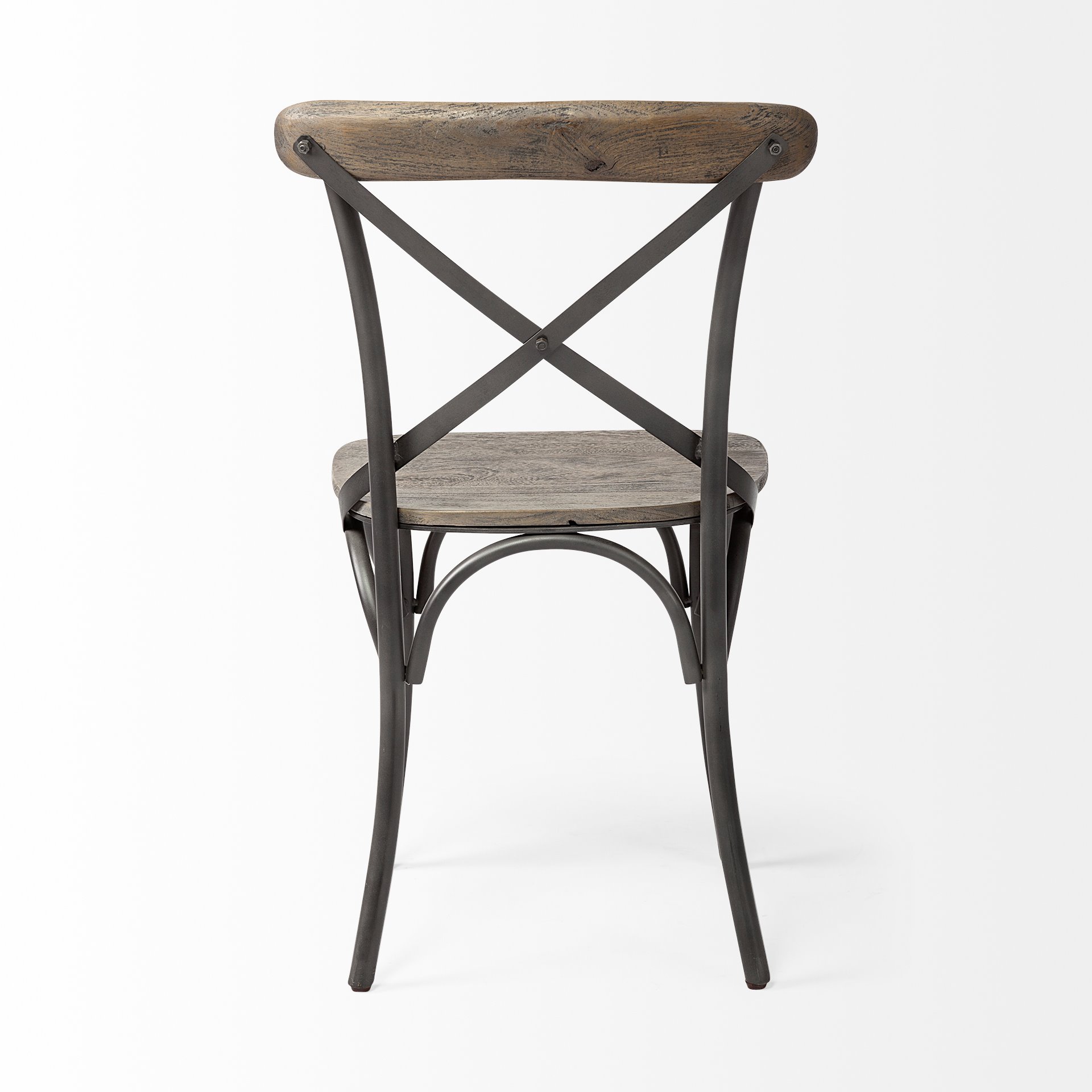 Etienne I Brown Solid Wood Seat Grey Iron Frame Dining Chair large image 