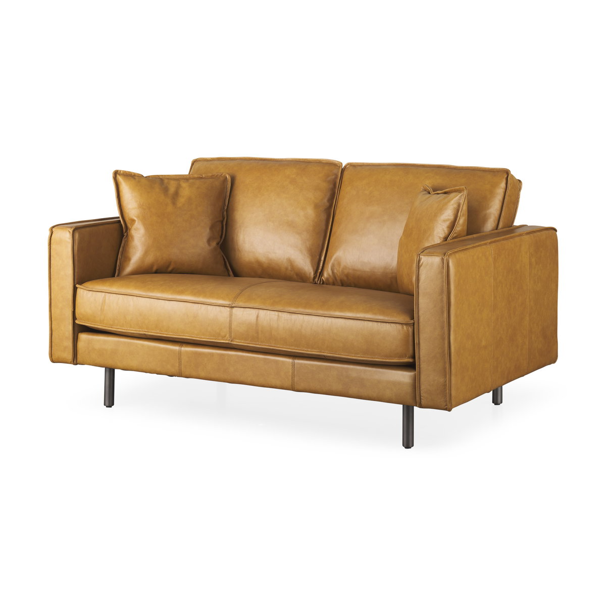 D'Arcy 65.0L x 37.0W x 34.0H Tan Leather Love Seat, Sofas & Sectional by Mercana, 65.35" length x 36.61" width x 33.86" height View 1