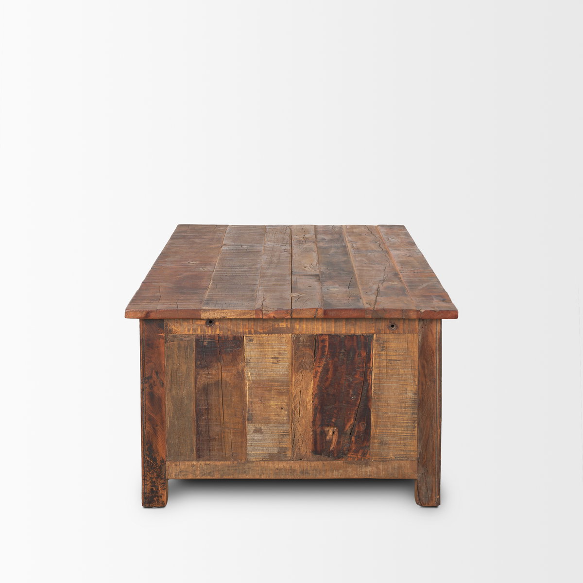 Wilton Brown Wood with 12 Black Metal Drawers Coffee Table, by Mercana, 48" length x 28" width x 18" height View 6