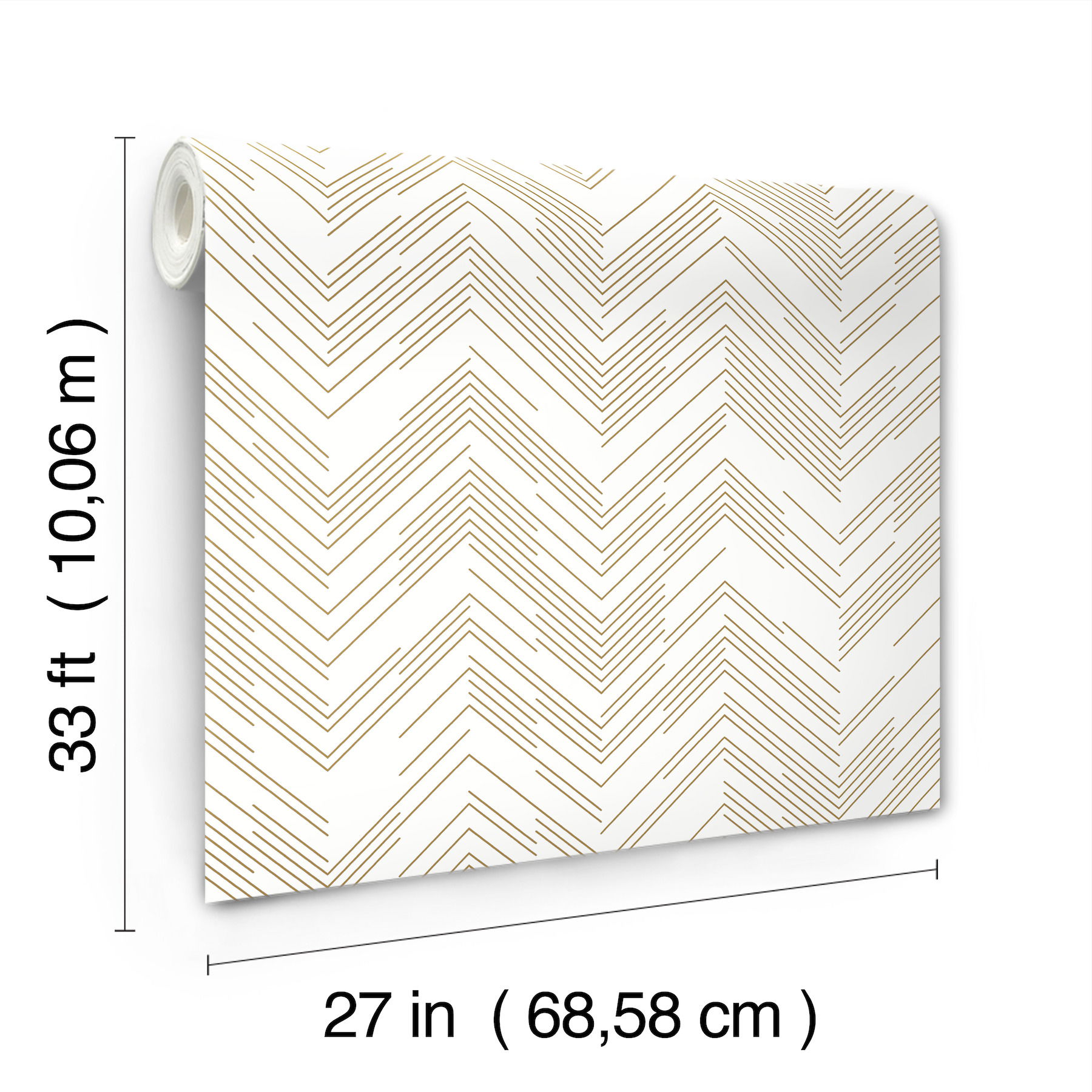 Polished Chevron White & Gold Wallpaper large image 