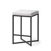 Frodo 26' Seat Height White Fabric Seat Black Metal Base Stool thumbnail 0
