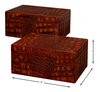Norton Leather Tray  Croco Leather  Tan, by Sarreid, 1'6" length x 2' width x 2" height thumbnail 13