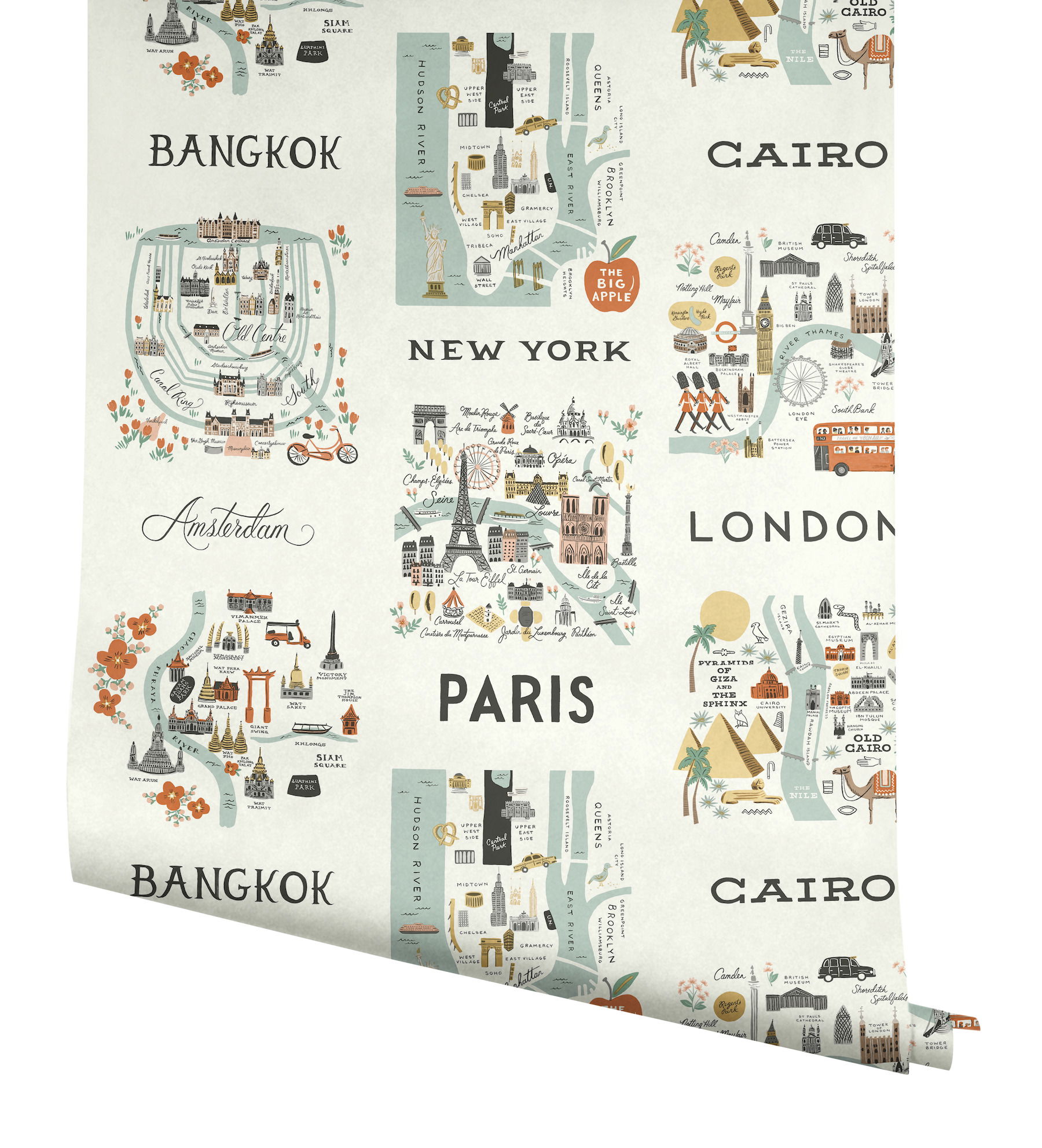 City Maps Mint Peel & Stick Wallpaper, by York Wall, 20' length x 2'3" width x 0.02" depth View 5