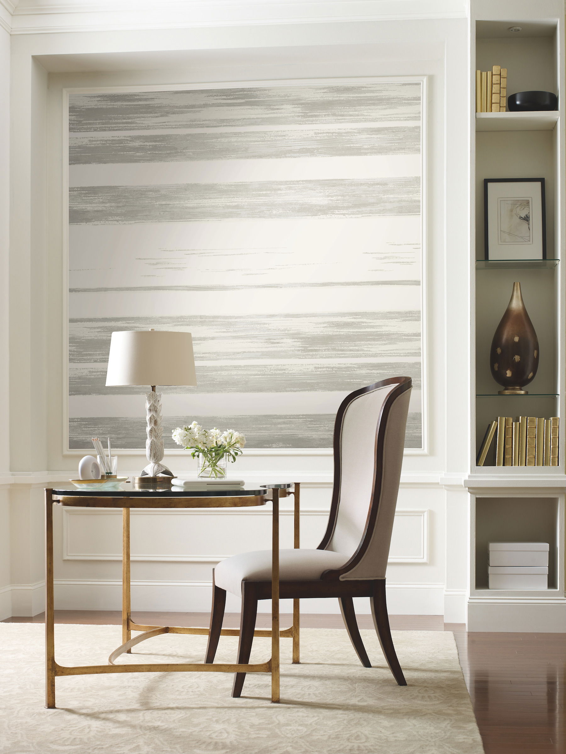 Horizontal Dry Brush White & Grey Wallpaper large image 