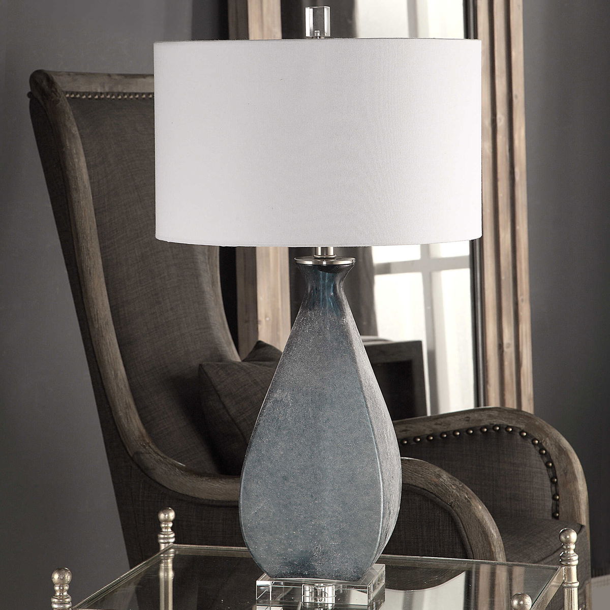 Atlantica Ocean Blue Lamp, Table Lamp by Uttermost, 16" width x 29.25" height x 16" depth View 7