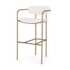 Parker Low Back 30.25in Seat Bar Stool | Cream Fabric with Gold Metal, Counter & Bar Stool by Mercana, 19" length x 19.75" width x 40" height thumbnail 1