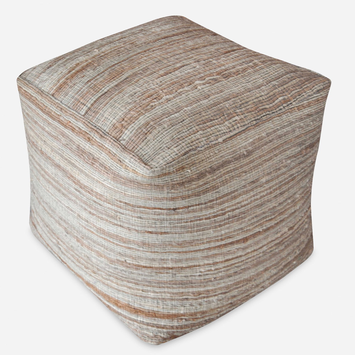 Shiro Beige Pouf, Ottoman by Uttermost, 18" width x 18" height x 18" depth View 1