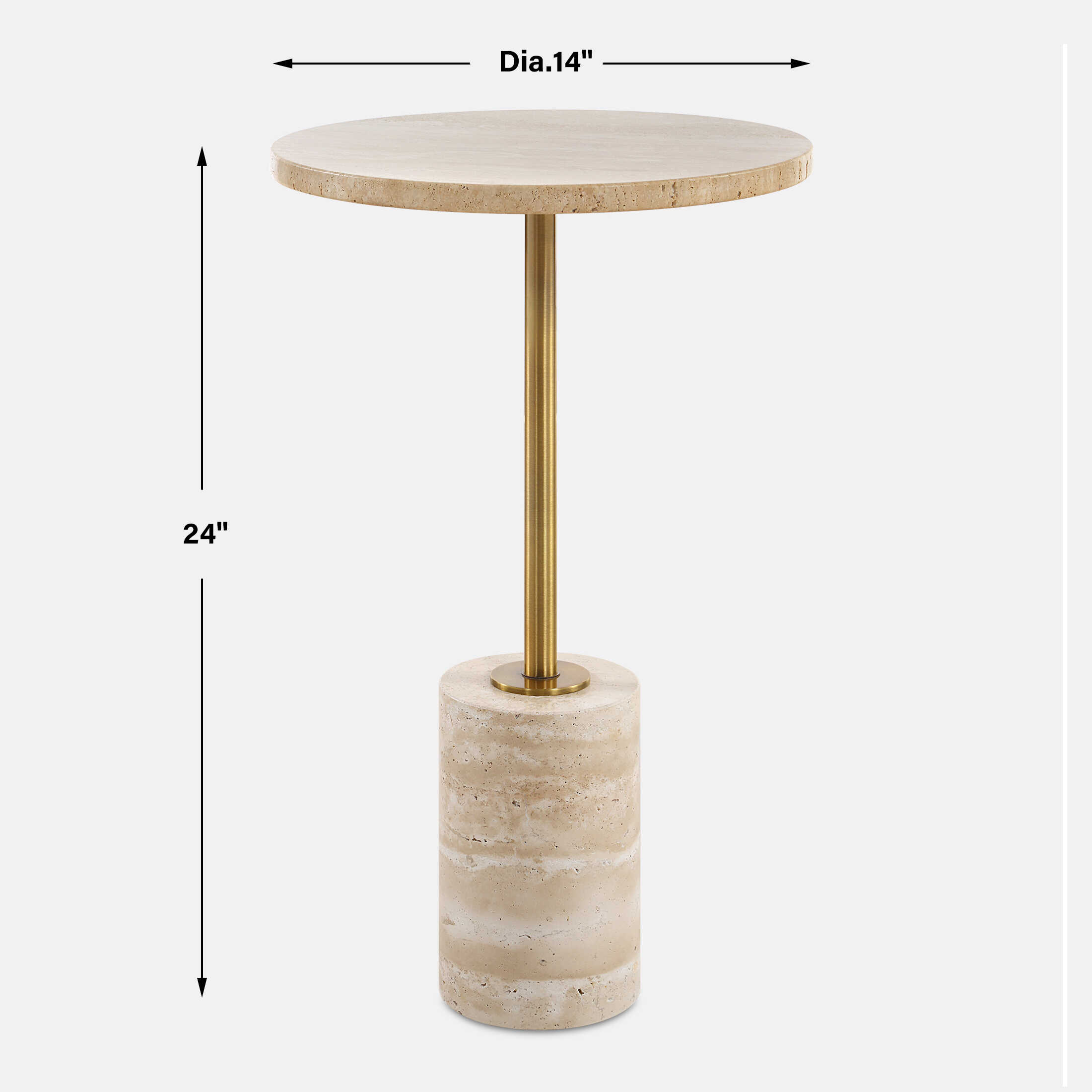 Malya Travertine Accent Table, Furniture by Uttermost, 14" width x 24" height x 14" depth View 3
