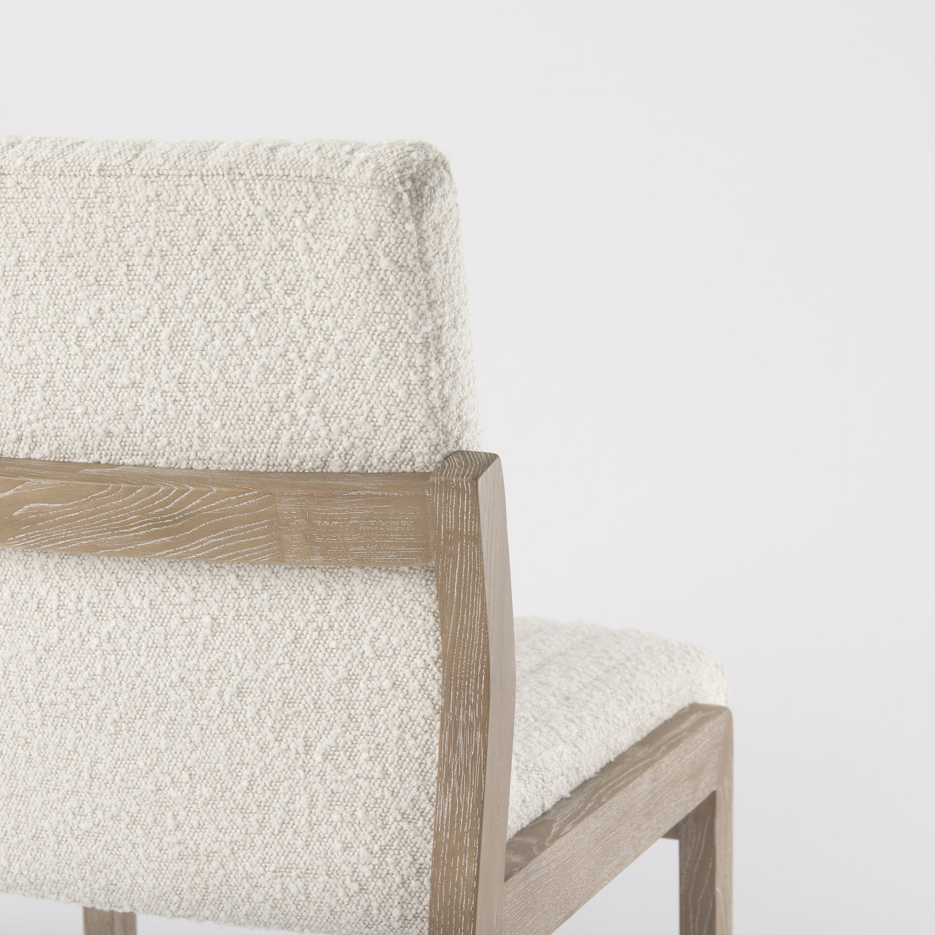 Tahoe Cream Boucle Upholstered and Light Brown Wood Armless Dining Chair large image 