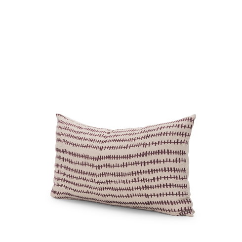Jenna 14x26 Beige with Merlot Print Linen Lumbar Decorative Pillow Cover