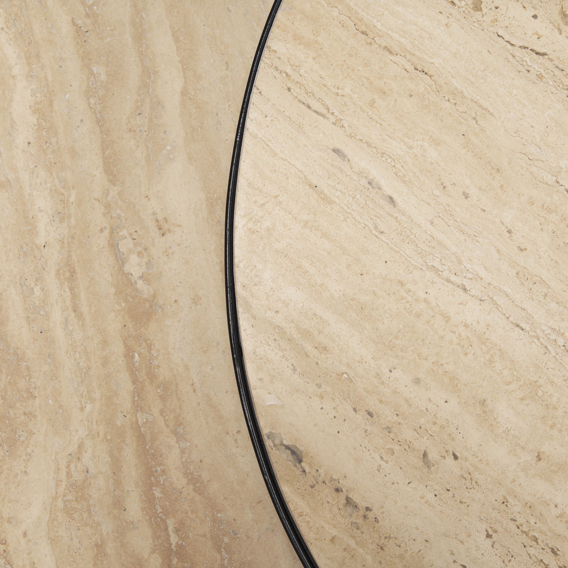 Wade Travertine Marble with Matte Black Metal Coffee Tables, by Mercana, 56" length x 32" width x 13.5" height View 10