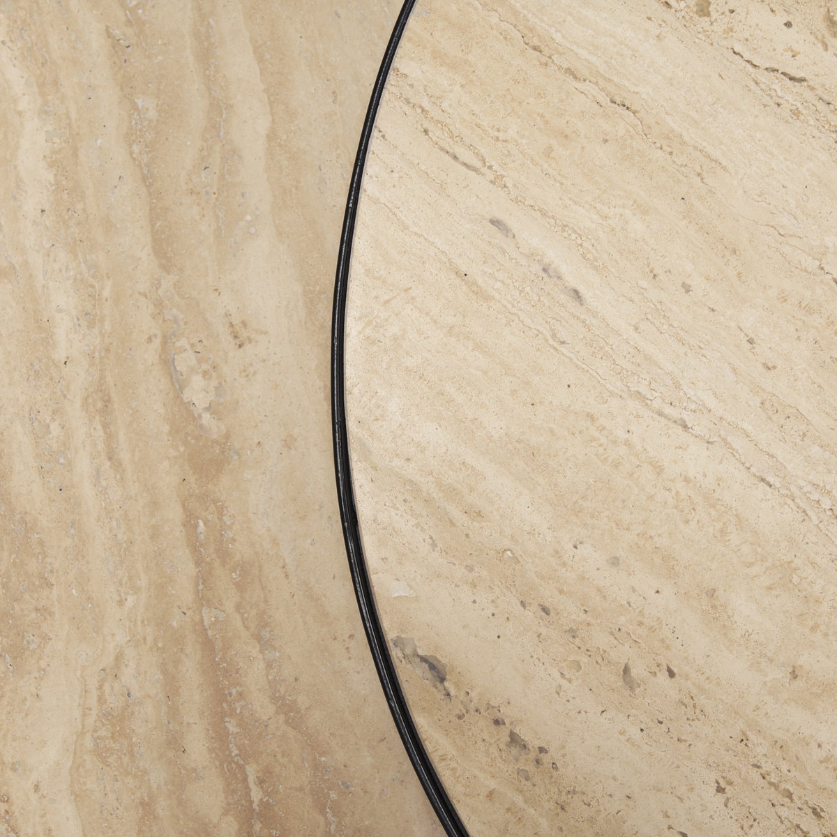 Wade Travertine Marble with Matte Black Metal Coffee Tables, by Mercana, 56" length x 32" width x 13.5" height View 10