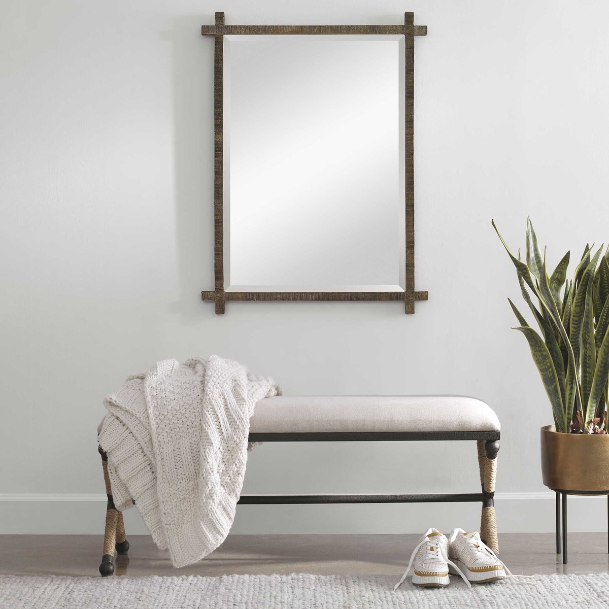 Abanu Gold Vanity Mirror, by Uttermost, 2'6" width x 3'3.75" height x 1.25" depth View 7