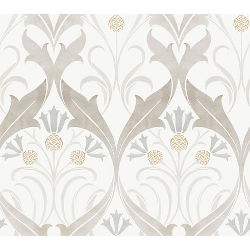 Pine Cone Ribbon Neutral Wallpaper