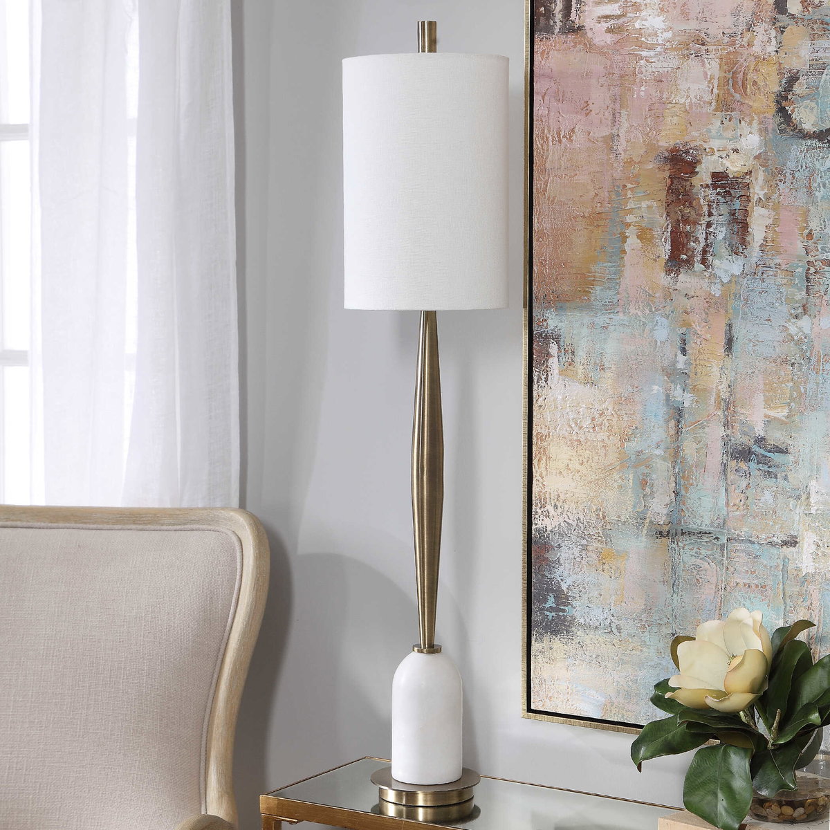 Minette Mid-Century Buffet Lamp, Table Lamp by Uttermost, 8.5" width x 40" height x 8.5" depth View 5