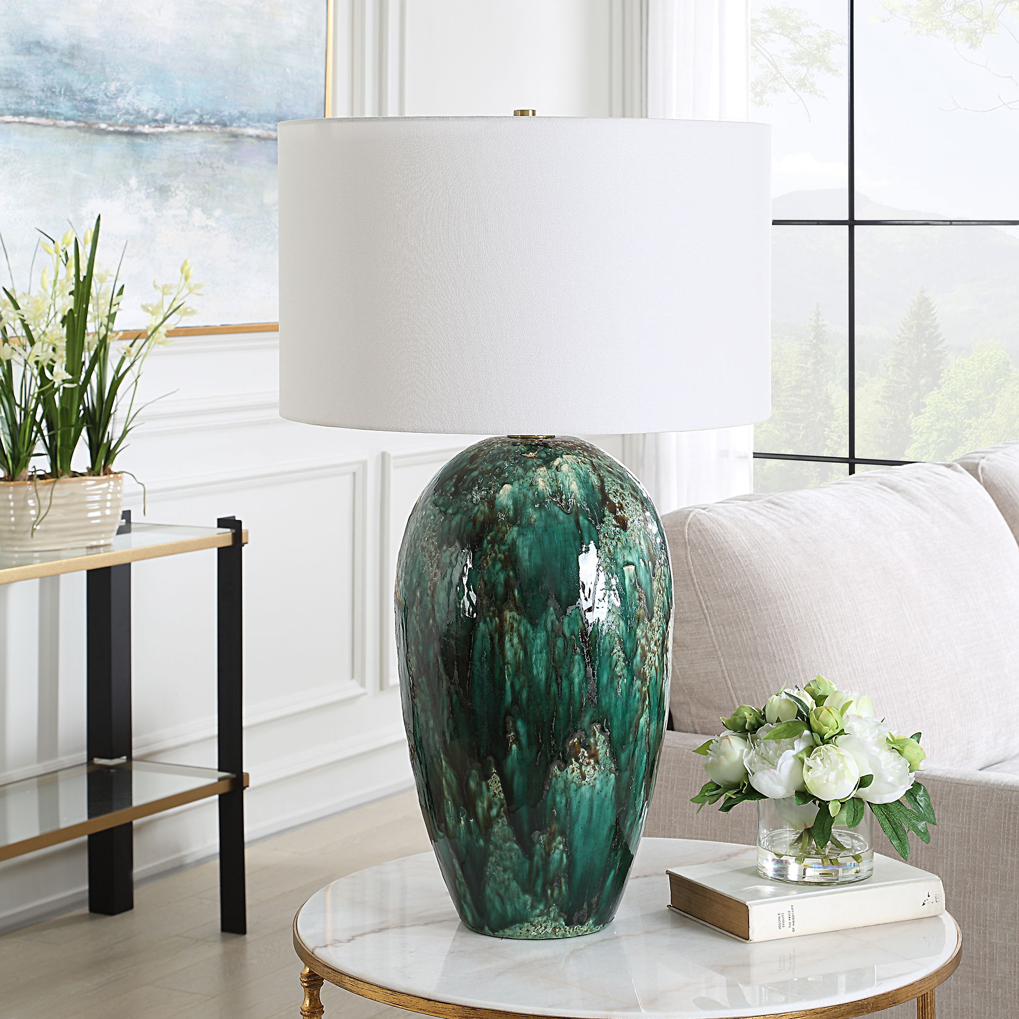 Ceralene Green Table Lamp large image 