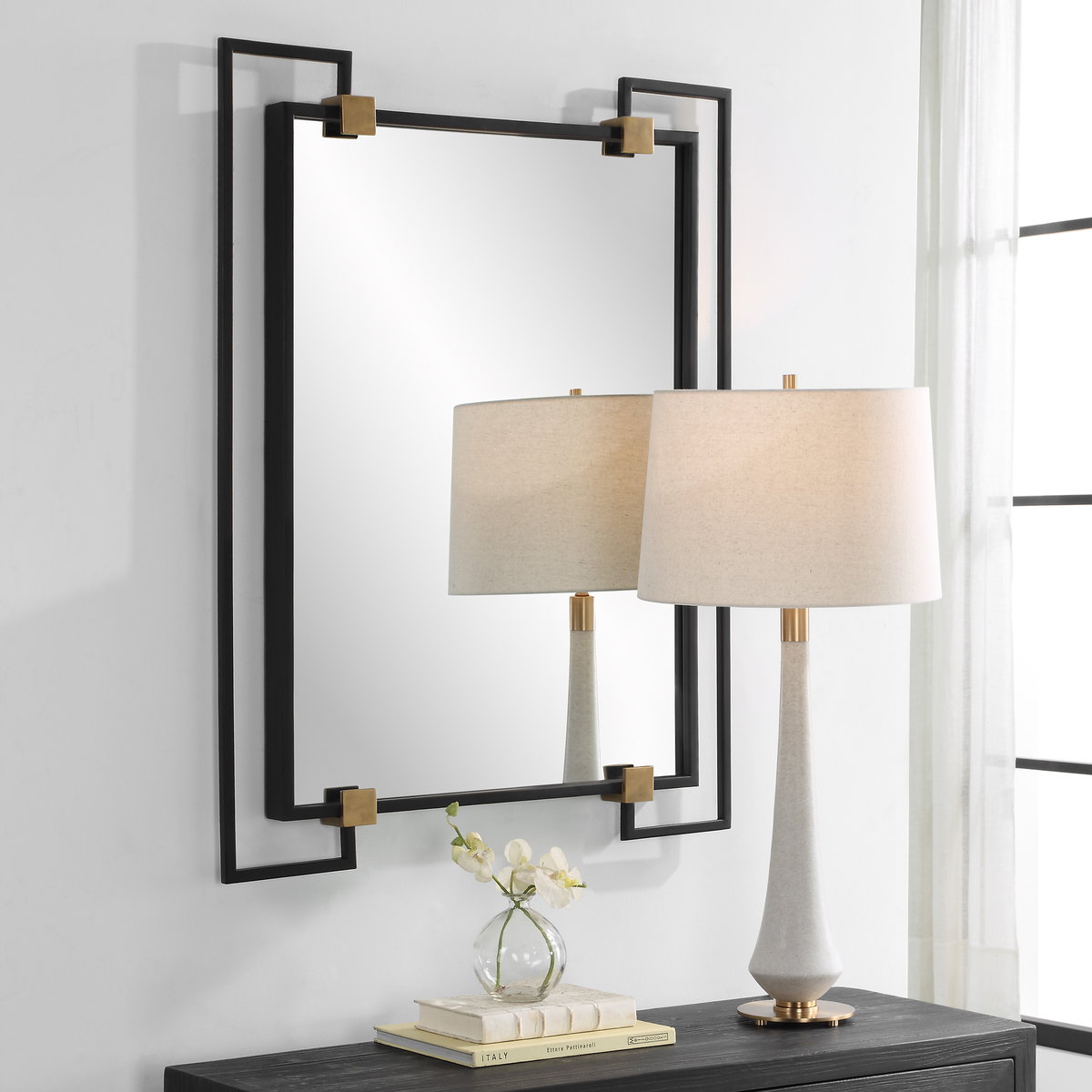 Ivey Rectangle Industrial Mirror, by Uttermost, 2'8.5" width x 3'6" height x 2.5" depth View 2