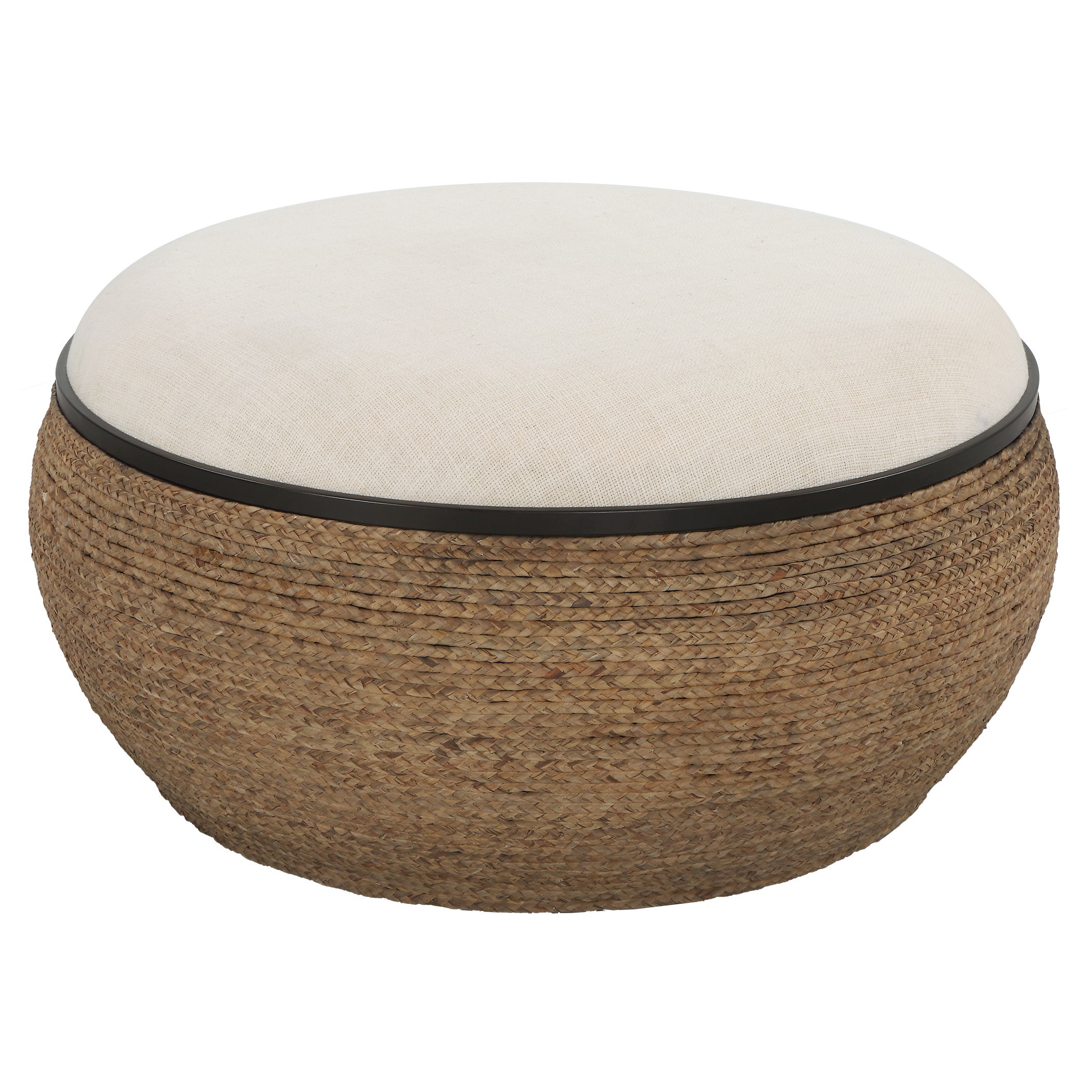Island Straw Storage Ottoman / Coffee Table large image 