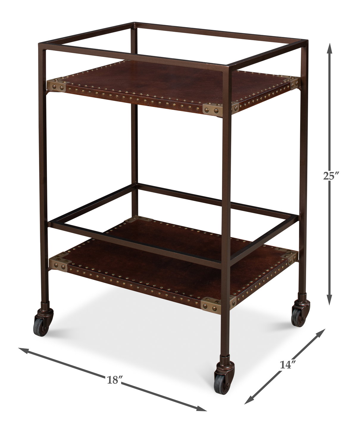 Trolley Side Table, by Sarreid, 1'2" length x 1'6" width x 2'1" height View 9
