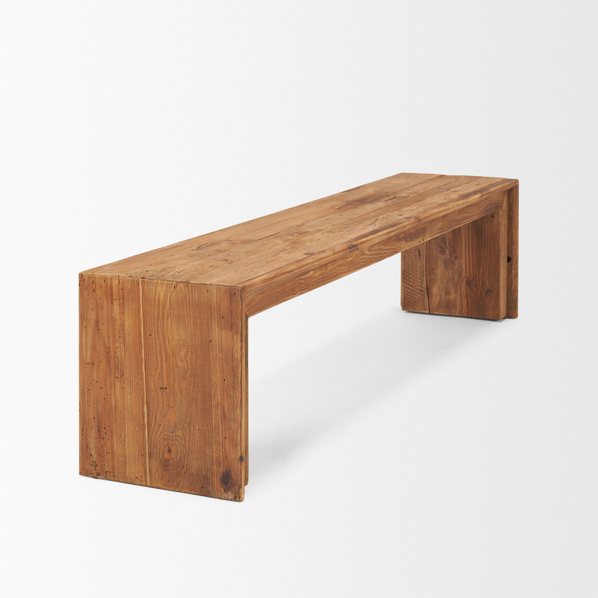 Tahira Rectangular Recycled Wooden Bench, Benche by Mercana, 68.9" length x 15" width x 16.9" height View 6