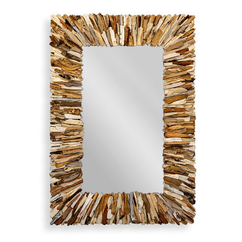 Teak Branch Rectangular Mirror
