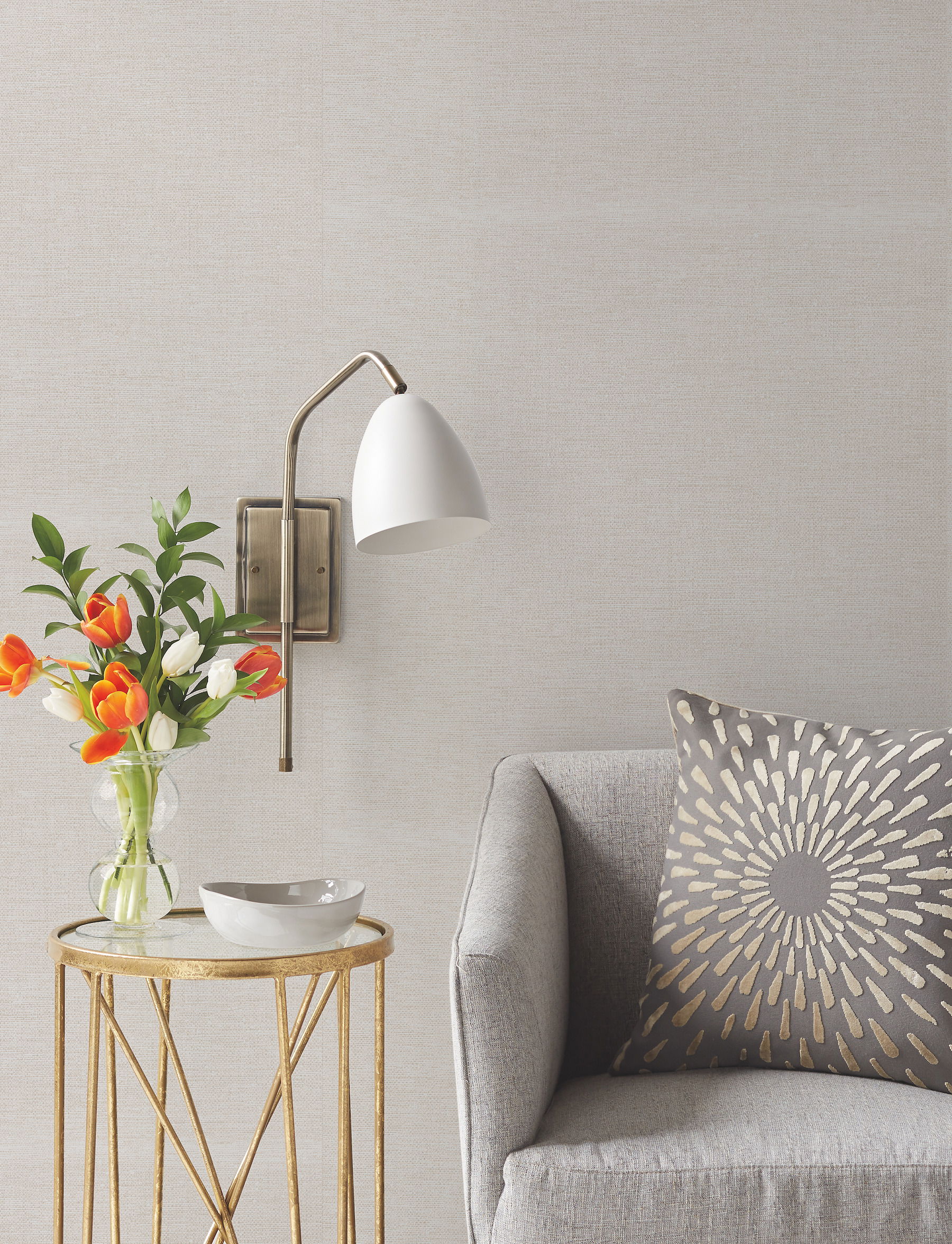 Silken Grasses Pearl Wallpaper, by York Wall, 27' length x 2'3" width x 0.02" depth View 2