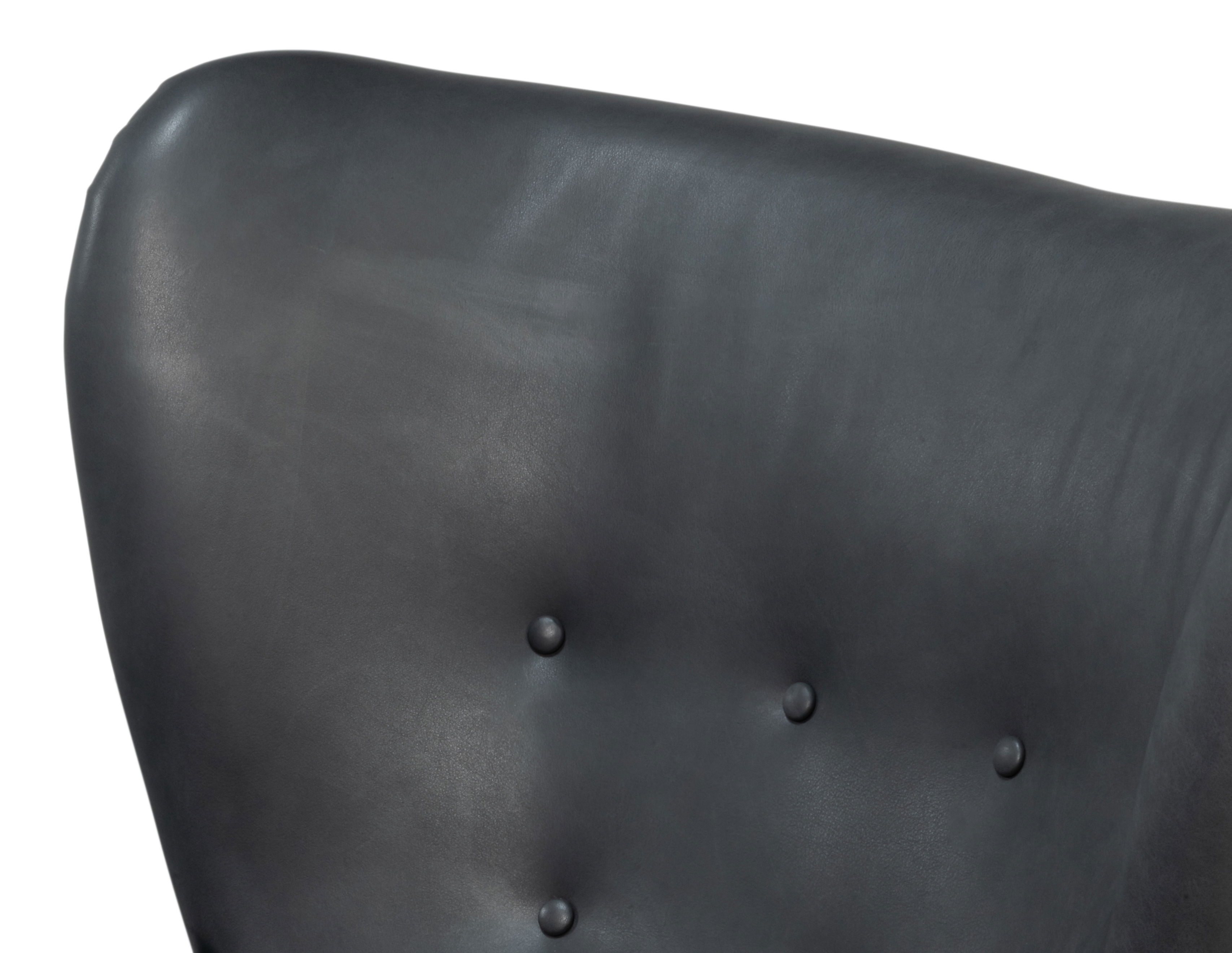 Lombard Wing Chair,Santoni Black Leather large image 