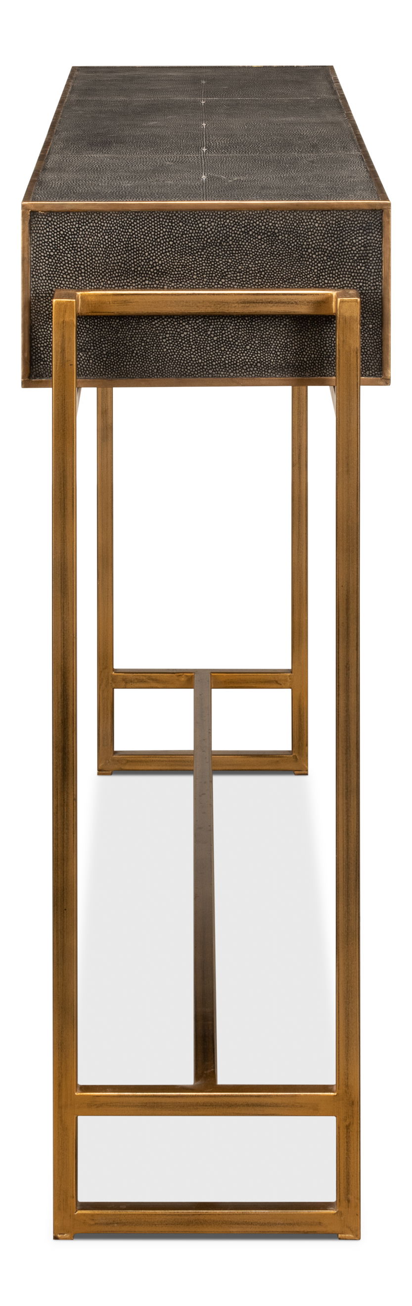 Shagreen Gold & Gray Console, Console Table by Sarreid, 49" length x 12" width x 34" height View 4