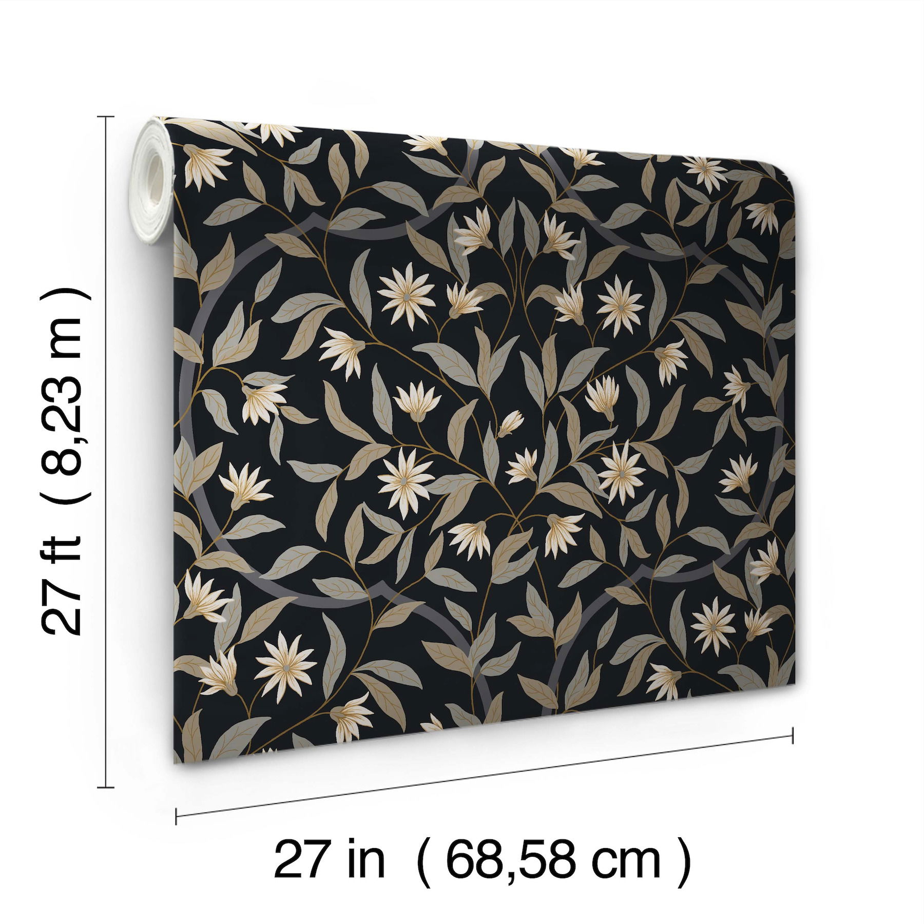 Jasmine Black Metallic Wallpaper large image 