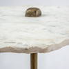 Pinera II 19L x 19W White Marble with Triangluar Gold Iron Base Accent Table, Side & End Table by Mercana, 19" length x 19" width x 23" height thumbnail 3
