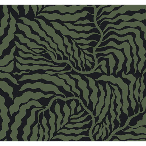Fern Fronds Black & Green Wallpaper